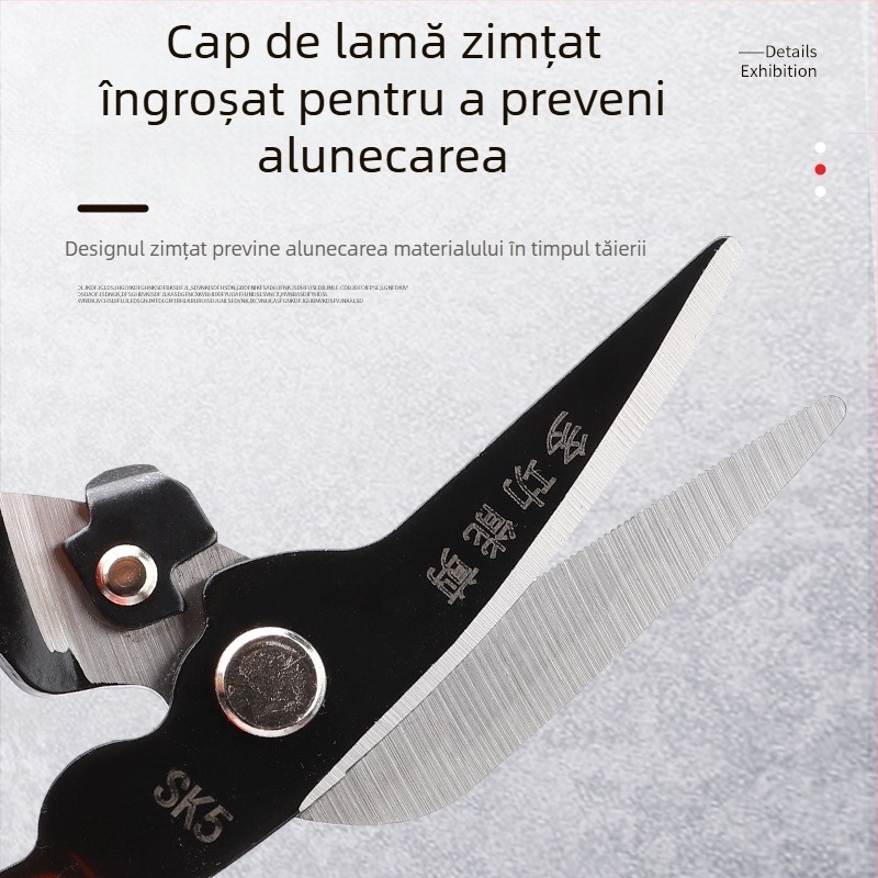 Foarfecă industrială pentru tablă - foarfecă manuală, robustă, multifuncțională, pentru plafoane integrate cu panouri din oțel și aluminiu.