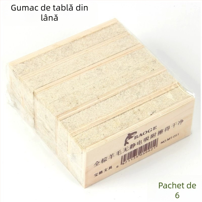 Radieră pentru tablă din fetru de lână, durabilă, fără praf, pentru sălile de curs