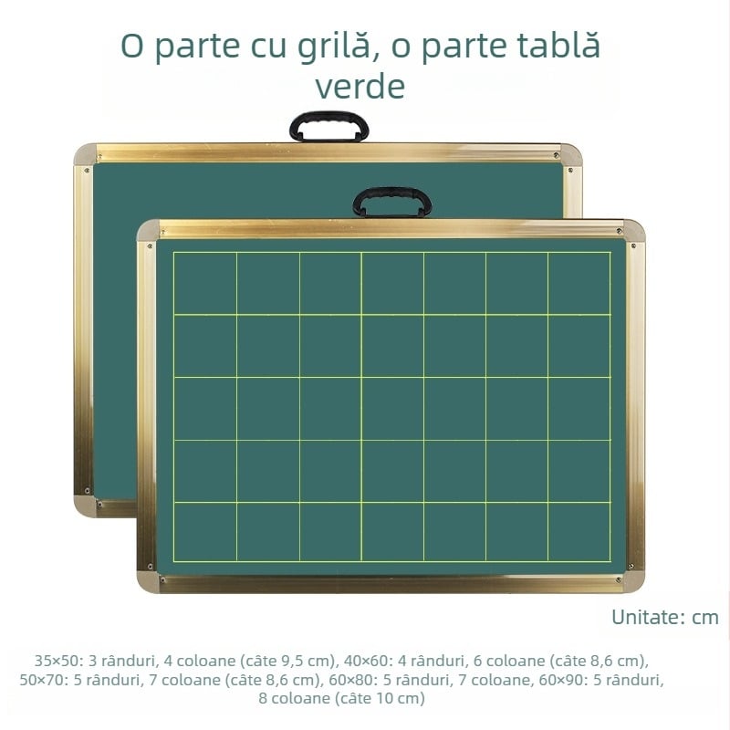 Tabla magnetică mică, cu model pătrat, pentru copii, cu suport pentru agățare, cu suprafață dublă, pentru exersarea scrisului cu cretă acasă