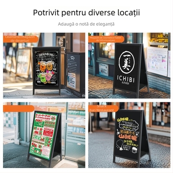 Panou de meniu în formă de A, cu două fețe, pentru restaurante și cafenele, magnetic, scriere cu marker fluorescent sau cretă.