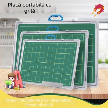 Tablă portabilă, cu fața dublă, pentru practică de scriere, destinat profesorilor, cu grilă pinyin și caractere chinezești, suprafață ștergătoare