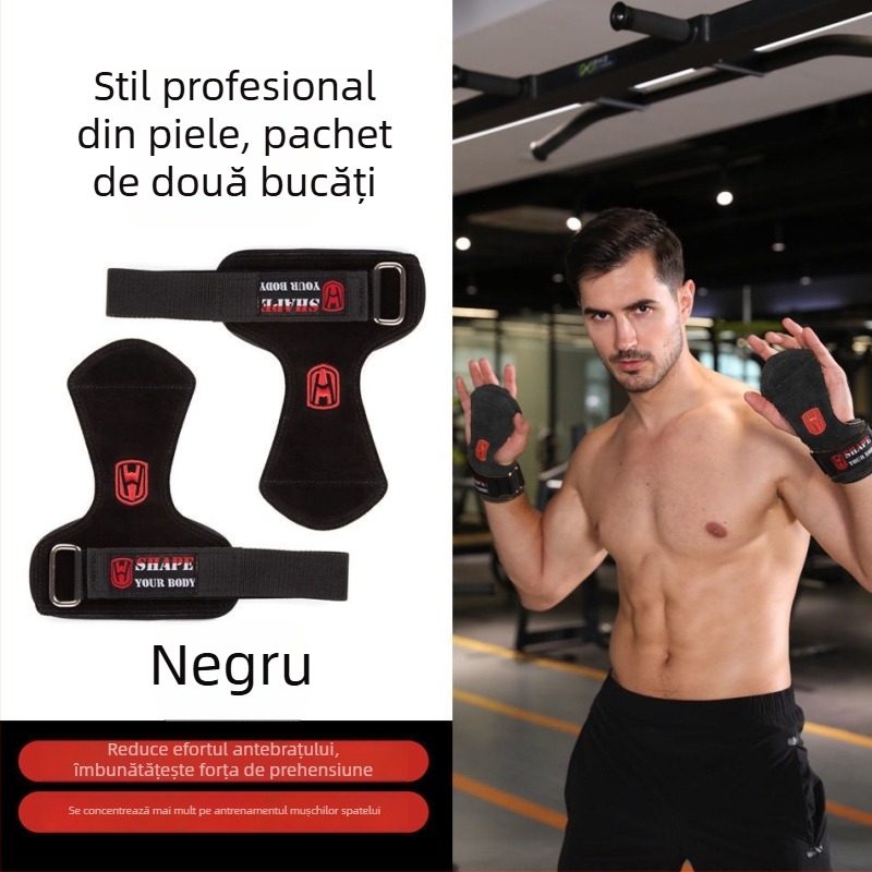 Protectie din piele pentru palme – mănuși de fitness cu protecție a încheieturilor pentru bărbați și femei, priză antiaderentă pentru tracțiuni și ridicări