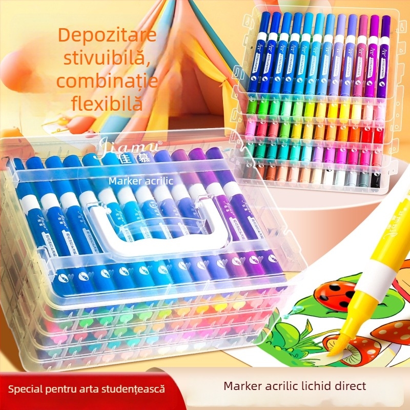Marker acrilic lichid cu vârf moale pentru copii, marker pentru acuarelă care nu pătează, stilou colorat