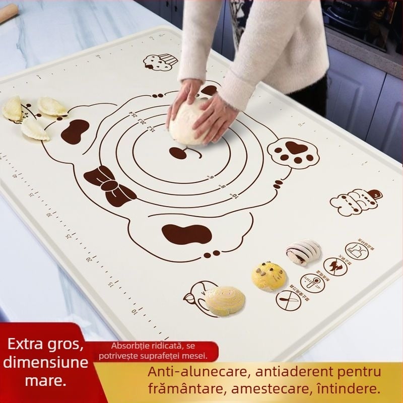 Covoraș din silicon pentru frământat aluat, suprafață de aluat mai groasă, covoraș de întins aluatul, instrument de bucătărie pentru coacere acasă, rolă pentru aluat