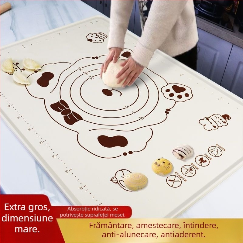 Covoraș din silicon pentru frământat aluat, suprafață de aluat mai groasă, covoraș de întins aluatul, instrument de bucătărie pentru coacere acasă, rolă pentru aluat