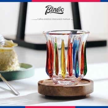 Bincoo cană de cafea din sticlă colorată – de înaltă clasă, design rafinat pentru uz casnic, cană pentru espresso și latte