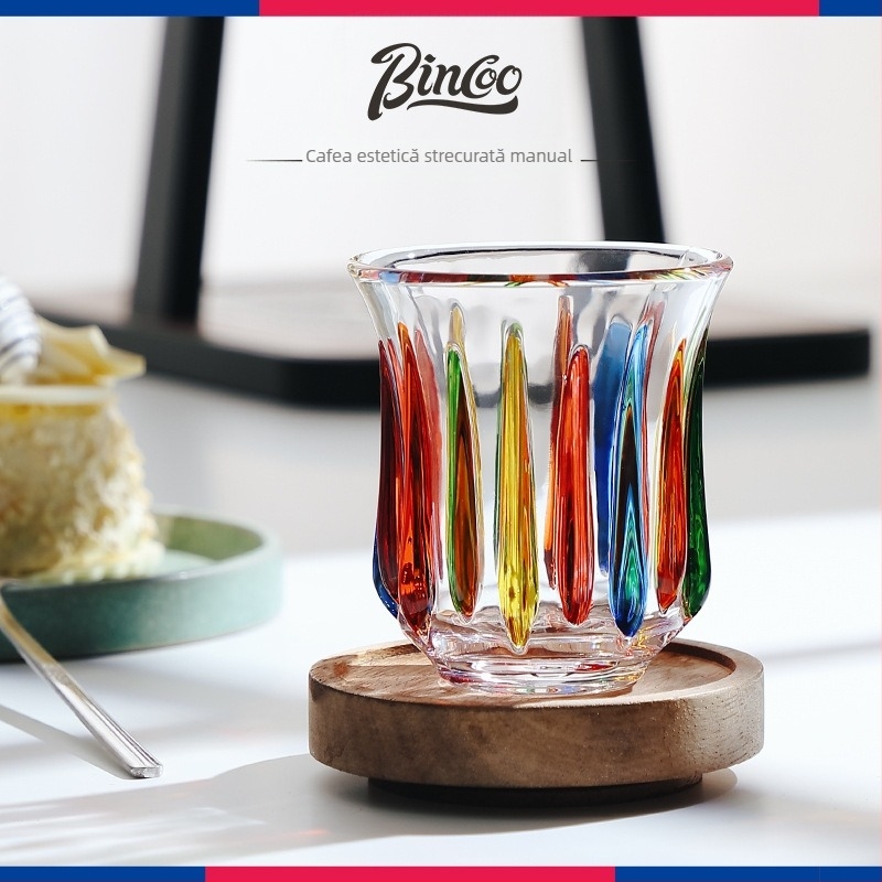 Bincoo cană de cafea din sticlă colorată – de înaltă clasă, design rafinat pentru uz casnic, cană pentru espresso și latte