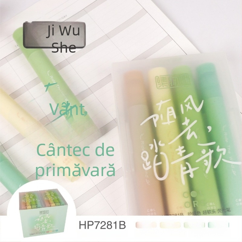 Collection Society 7281 set markere evidențiere cu vârf moale pentru jurnal și desen, protecția ochilor