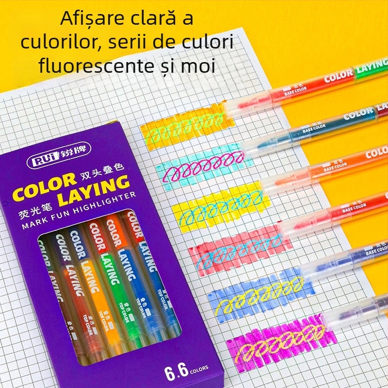 Marker dual vârf, cu uscare rapidă, colorat, pentru notițe și acuarelă