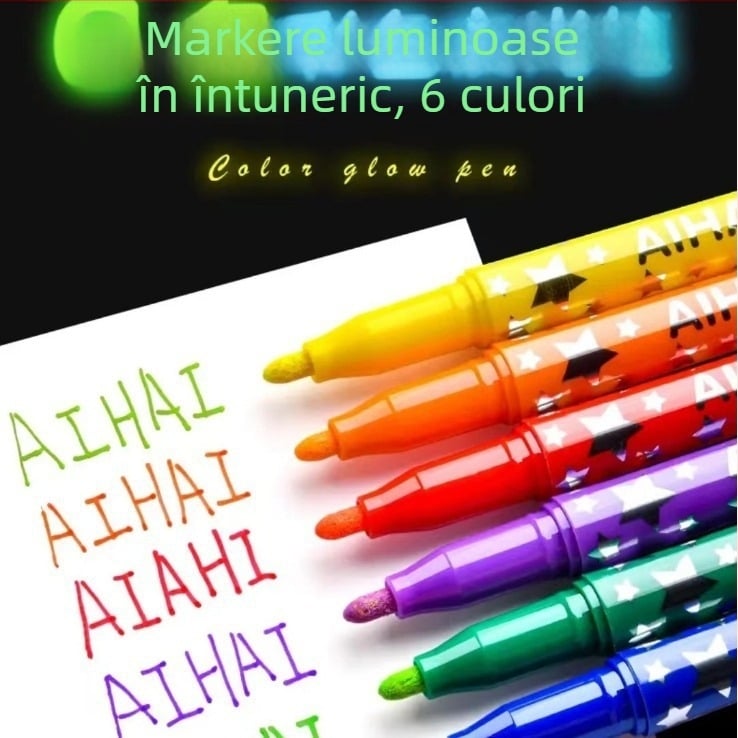 Markere graffiti fluorescente, luminoase în întuneric, pe bază de apă