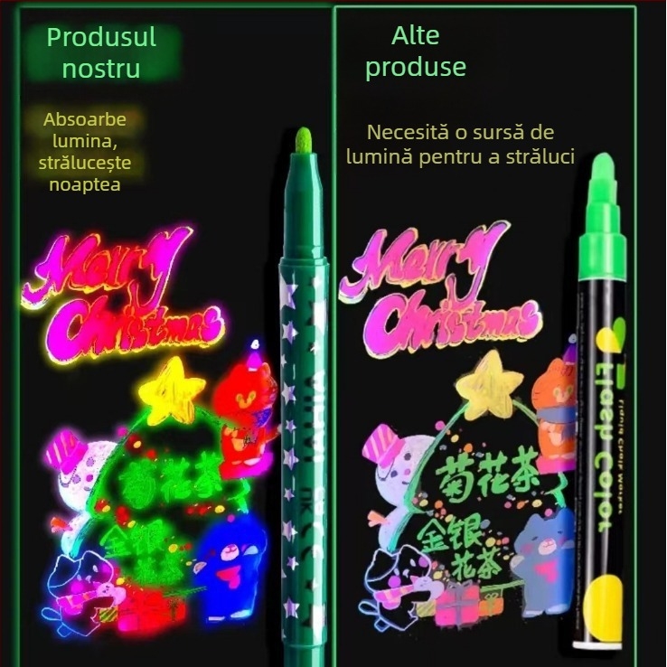 Markere graffiti fluorescente, luminoase în întuneric, pe bază de apă