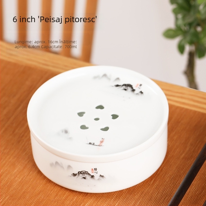 Set Gongfu de ceai pentru călătorii cu tavă ceramică pentru ceai, porțelan alb, portabil pentru casă, mașină și exterior