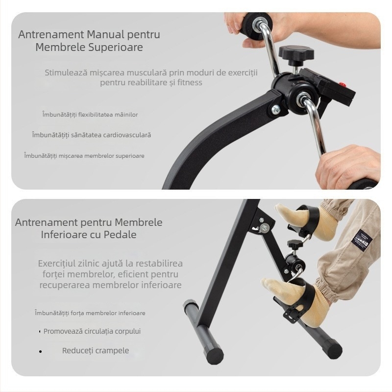 Echipament de reabilitare prin pedalare cu rezistență reglabilă pentru membrele superioare și inferioare