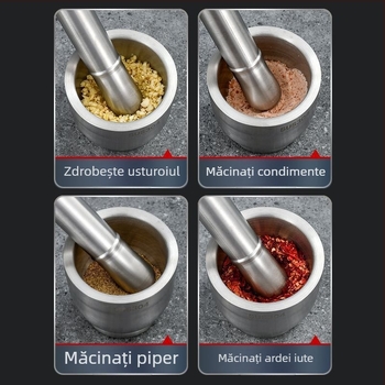 Mojar din oțel inoxidabil pentru usturoi, zdrobitor manual pentru bucătărie