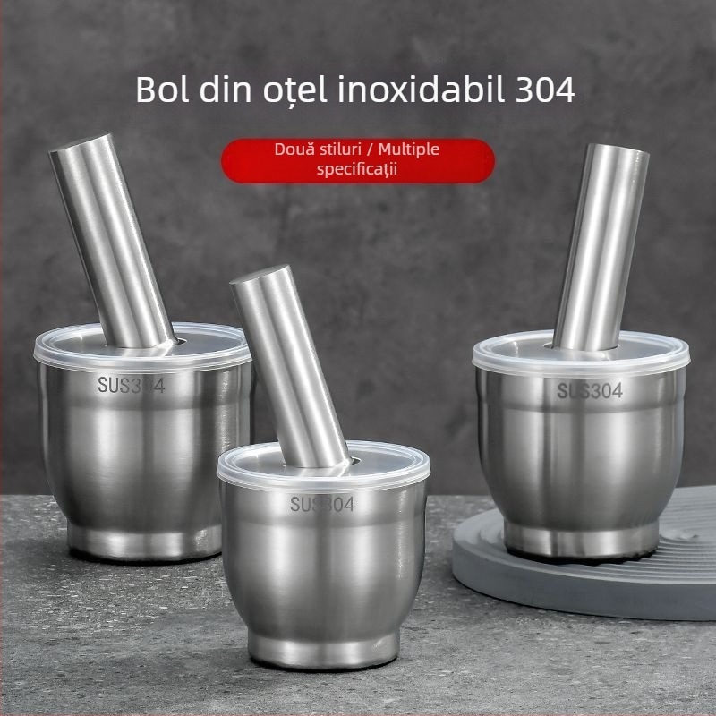 Mojar din oțel inoxidabil pentru usturoi, zdrobitor manual pentru bucătărie