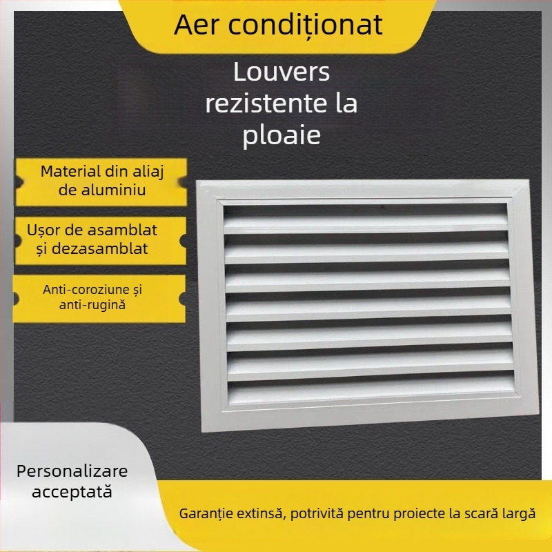 Ventil de aer din aluminiu cu lamele, dublu strat, pentru perete exterior — aer de retur și ieșire pentru aer condiționat