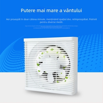 Ventilator de evacuare pentru baie, 6–12 inch, cu perete din sticlă, grilaj din plasă, format pătrat pentru uz casnic