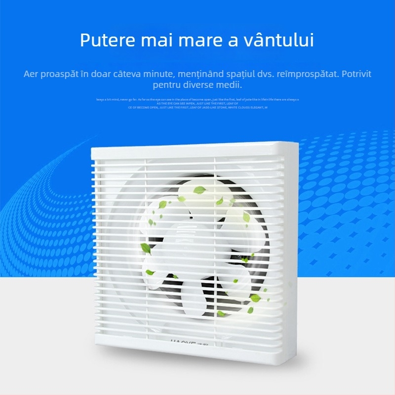 Ventilator de evacuare pentru baie, 6–12 inch, cu perete din sticlă, grilaj din plasă, format pătrat pentru uz casnic