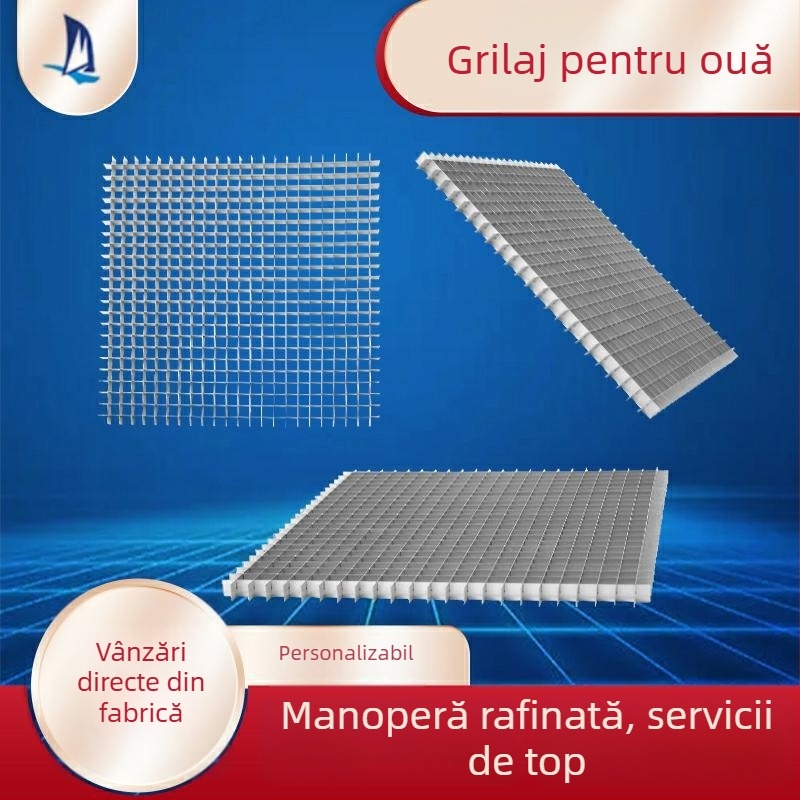 Grilă de ventilație din aliaj de aluminiu, plasă tip ou cu unghi de 45°, poate fi tăiată la dimensiune