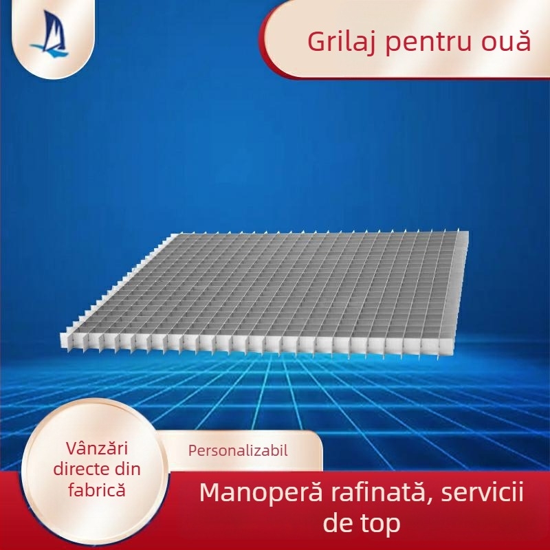 Grilă de ventilație din aliaj de aluminiu, plasă tip ou cu unghi de 45°, poate fi tăiată la dimensiune