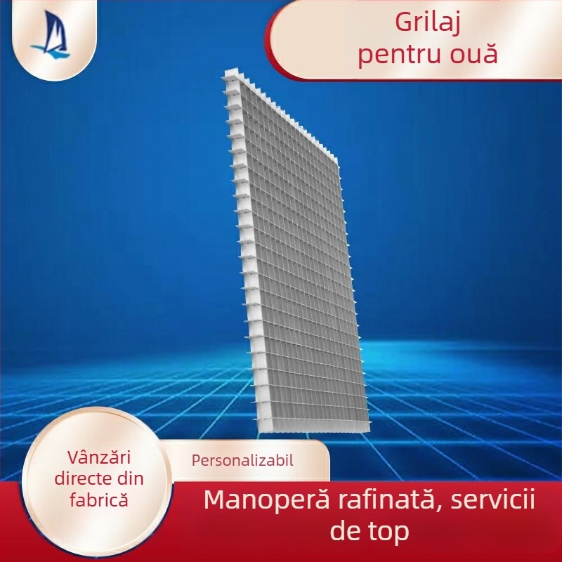 Grilă de ventilație din aliaj de aluminiu, plasă tip ou cu unghi de 45°, poate fi tăiată la dimensiune