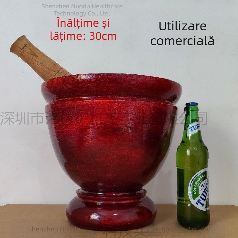 Mojar din lemn și pistil pentru utilizare casnică și comercială, instrument tradițional de bucătărie pentru măcinare