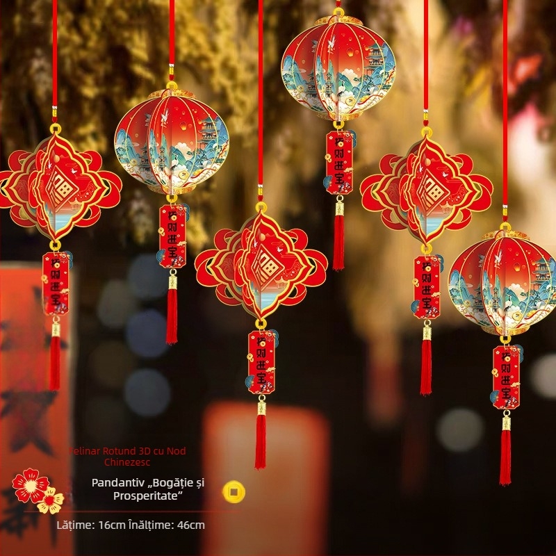 Fanar rotund din hârtie pentru Anul Nou Chinezesc, decor pentru tavan în stil chinezesc, pentru birou și evenimente festive, Anul Calului