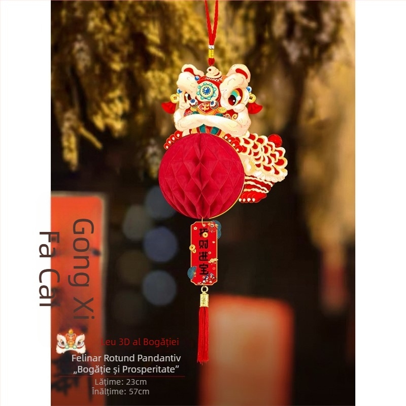 Fanar rotund din hârtie pentru Anul Nou Chinezesc, decor pentru tavan în stil chinezesc, pentru birou și evenimente festive, Anul Calului