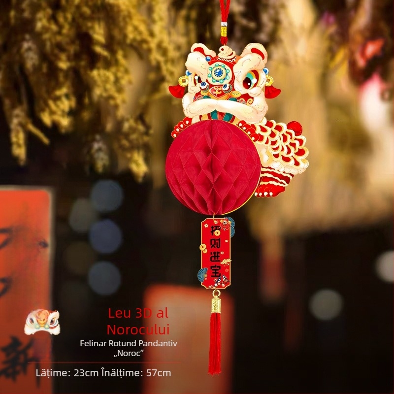 Fanar rotund din hârtie pentru Anul Nou Chinezesc, decor pentru tavan în stil chinezesc, pentru birou și evenimente festive, Anul Calului