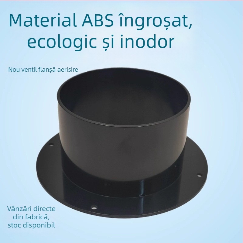 Conector ABS pentru ieșire de aer cu bază circulară Ø100, pentru sistemul de aer proaspăt, hotă și ieșirea aparatului de aer condiționat, racord de ventilație cu flanșă