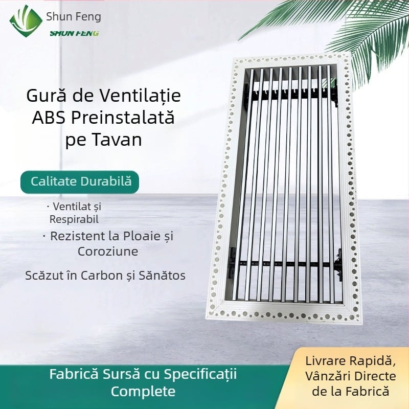 Gură de aer ABS încorporată în plafon, fără ramă, pentru climatizare centrală, grilaj ultra-îngust, aer invizibil