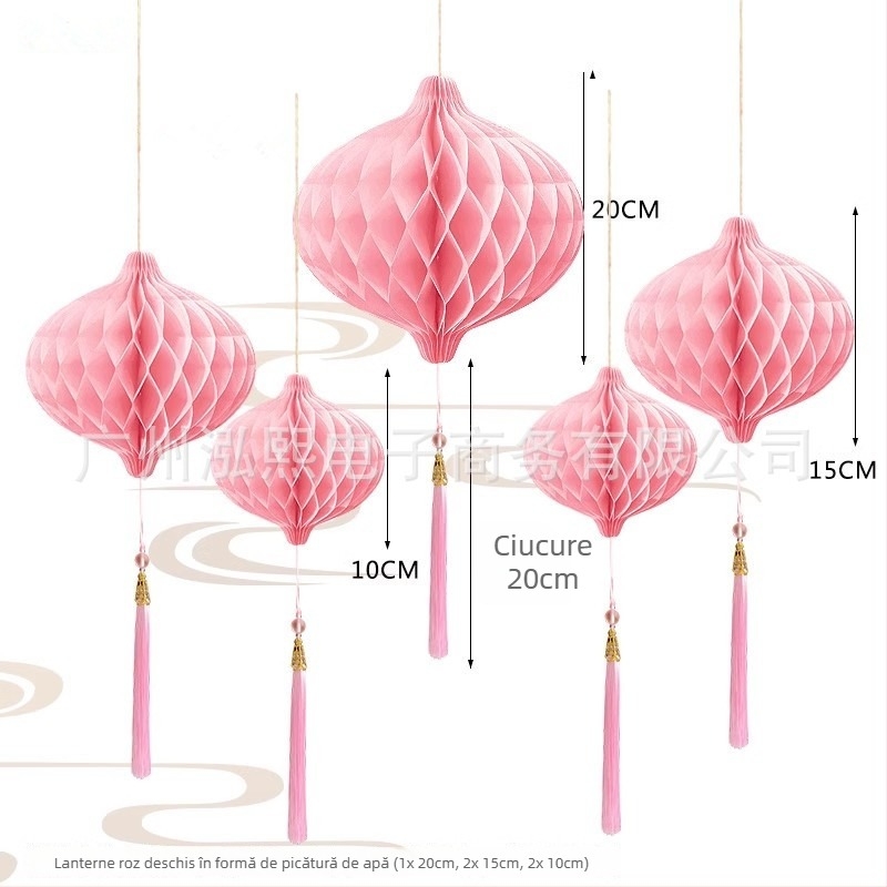 Lampă balon cu picătură de apă, stil chinezesc nou, pentru vitrină; decor suspendat pentru magazine de bijuterii și campus, atmosferă primăvară-vară