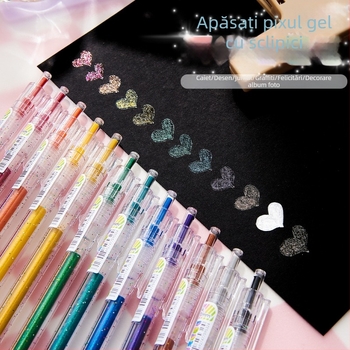 Baitong stilou gel cu apăsare, efect sclipitor, marker color pentru caiete, pentru elevi și uz școlar