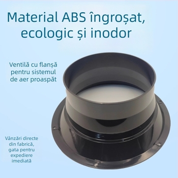 Gură de aer ABS pentru sistemul de aer proaspăt, cu flanșă circulară și cuplaj reglabil de diametru pentru evacuare în baie