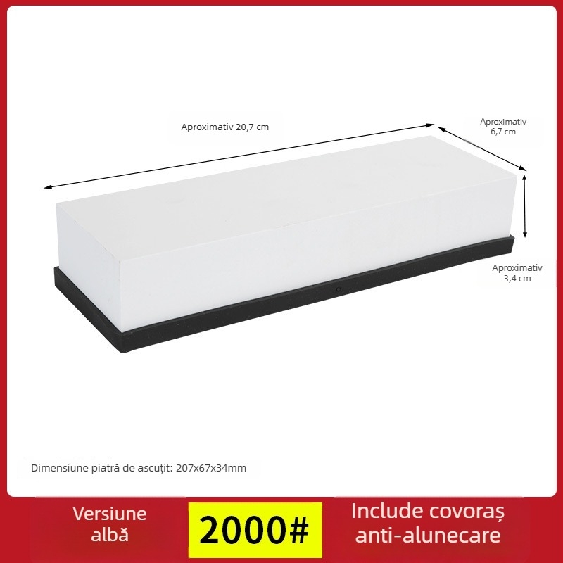 Piatră de ascuțit pentru uz casnic, bucătărie, carbid de siliciu, piatră de ulei cu o singură față, corund alb