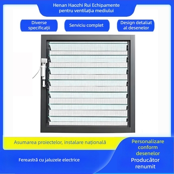 Jaluzele electrice din aliaj de aluminiu cu ventilație conectată la sistemul de incendiu și protecție împotriva ploilor, ferestre de ventilație încastrate, deschise pentru fabrici