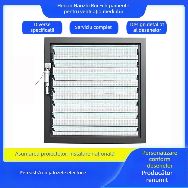 Jaluzele electrice din aliaj de aluminiu cu ventilație conectată la sistemul de incendiu și protecție împotriva ploilor, ferestre de ventilație încastrate, deschise pentru fabrici