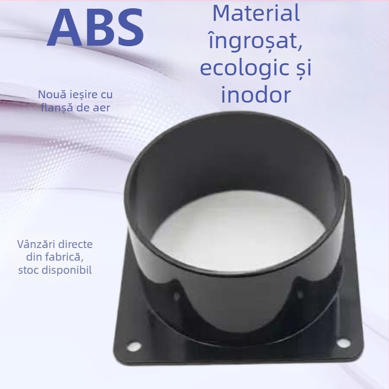 ABS bază pătrată 75 – conector ventilație pentru sistem de aer proaspăt, flanșă de ieșire pentru hotă și aer condiționat