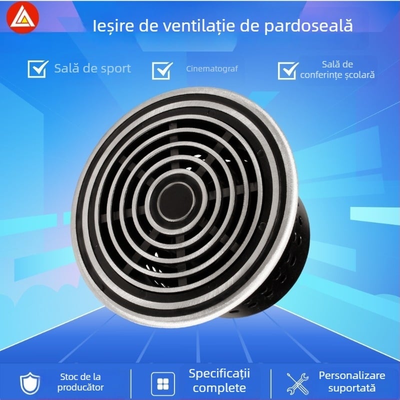 Difuzor circular de aer pentru podea din aliaj de aluminiu, pentru săli de sport și cinematografe, cu flux rotativ și capacitate de încărcare