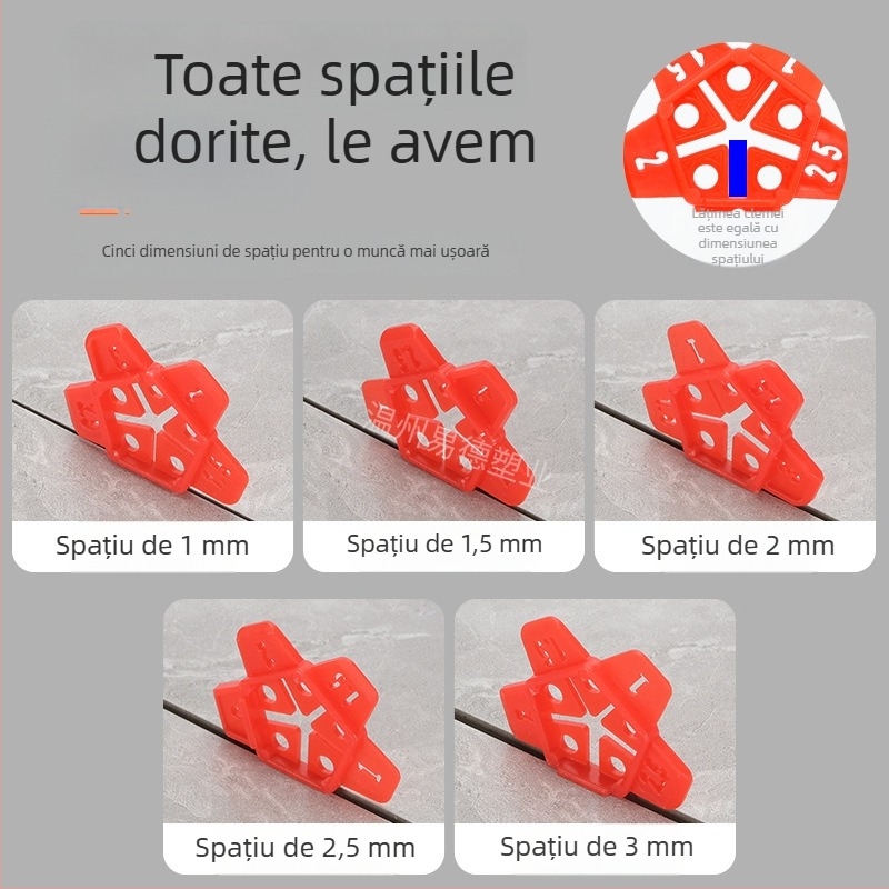 Nivelator multifuncțional pentru plăci cu stea cu cinci colțuri, poziționare precisă și retenție a rosturilor, 5 în 1