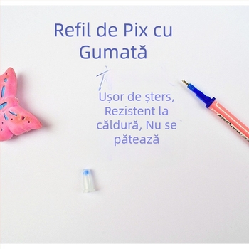 Odemei refil pix cu frecare 0,5 mm Albastru Cristal/Negru