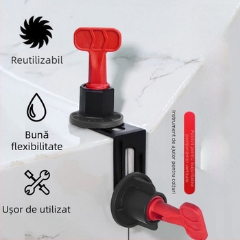 Unealtă de nivelare a plăcilor cu trăgător de colț – instrument auxiliar pentru montajul plăcilor, poziționare și alinierea rosturilor
