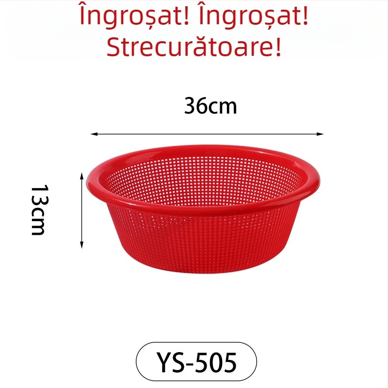 Coș din plastic pentru drenaj, pentru spălarea legumelor și scurgerea orezului, roșu, utilizare casnică