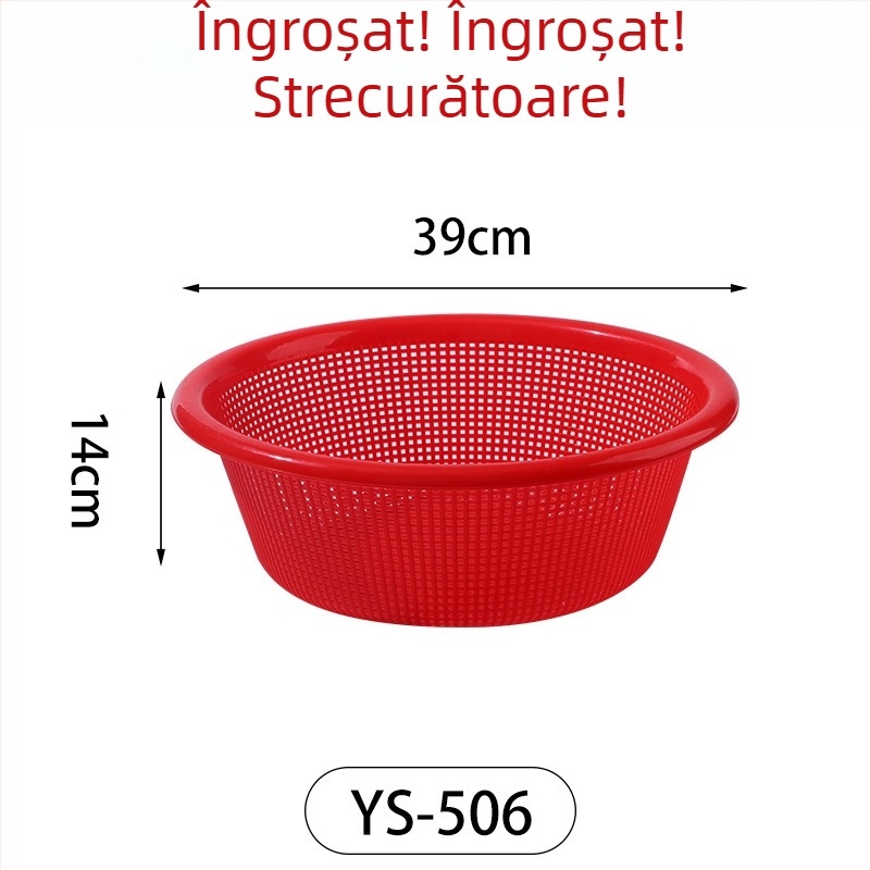 Coș din plastic pentru drenaj, pentru spălarea legumelor și scurgerea orezului, roșu, utilizare casnică
