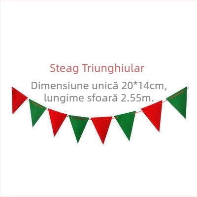 Decorațiuni din fetru de Crăciun cu stegulețe triunghiulare pentru vitrină