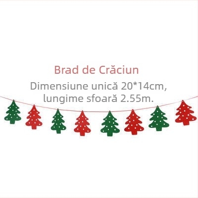 Decorațiuni din fetru de Crăciun cu stegulețe triunghiulare pentru vitrină