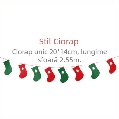 Decorațiuni din fetru de Crăciun cu stegulețe triunghiulare pentru vitrină