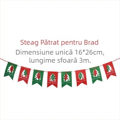 Decorațiuni din fetru de Crăciun cu stegulețe triunghiulare pentru vitrină
