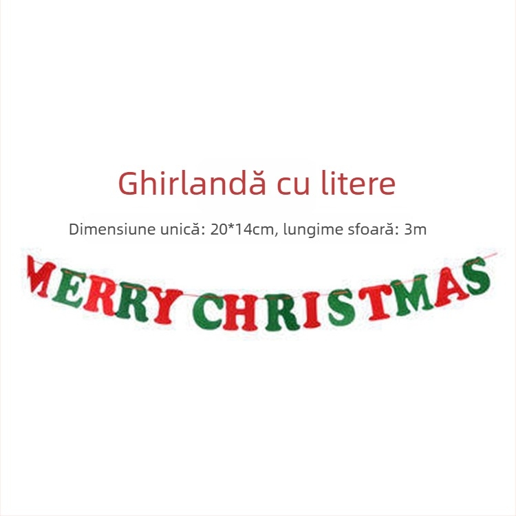 Decorațiuni din fetru de Crăciun cu stegulețe triunghiulare pentru vitrină