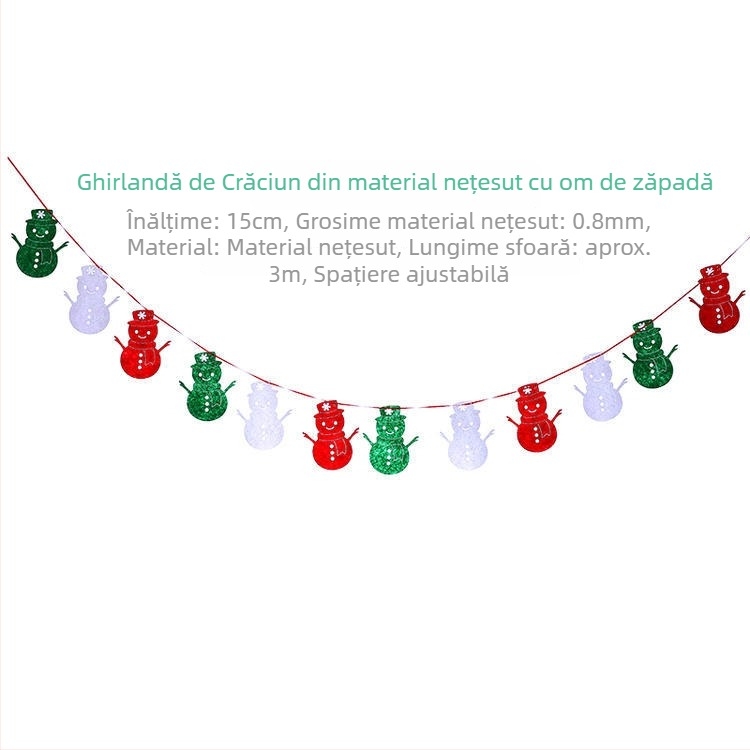 Decorațiuni din fetru de Crăciun cu stegulețe triunghiulare pentru vitrină